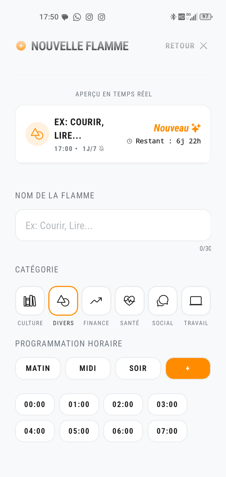 Interface d'une nouvelle flamme Westoke