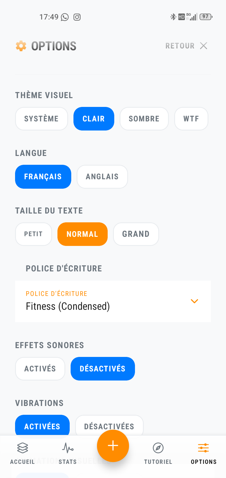Interface des options Westoke
